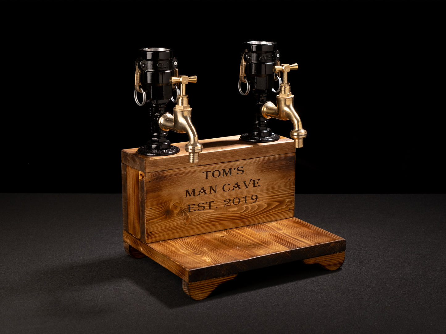 wooden liquor dispensers: "Unique wooden liquor dispensers with a rustic look."