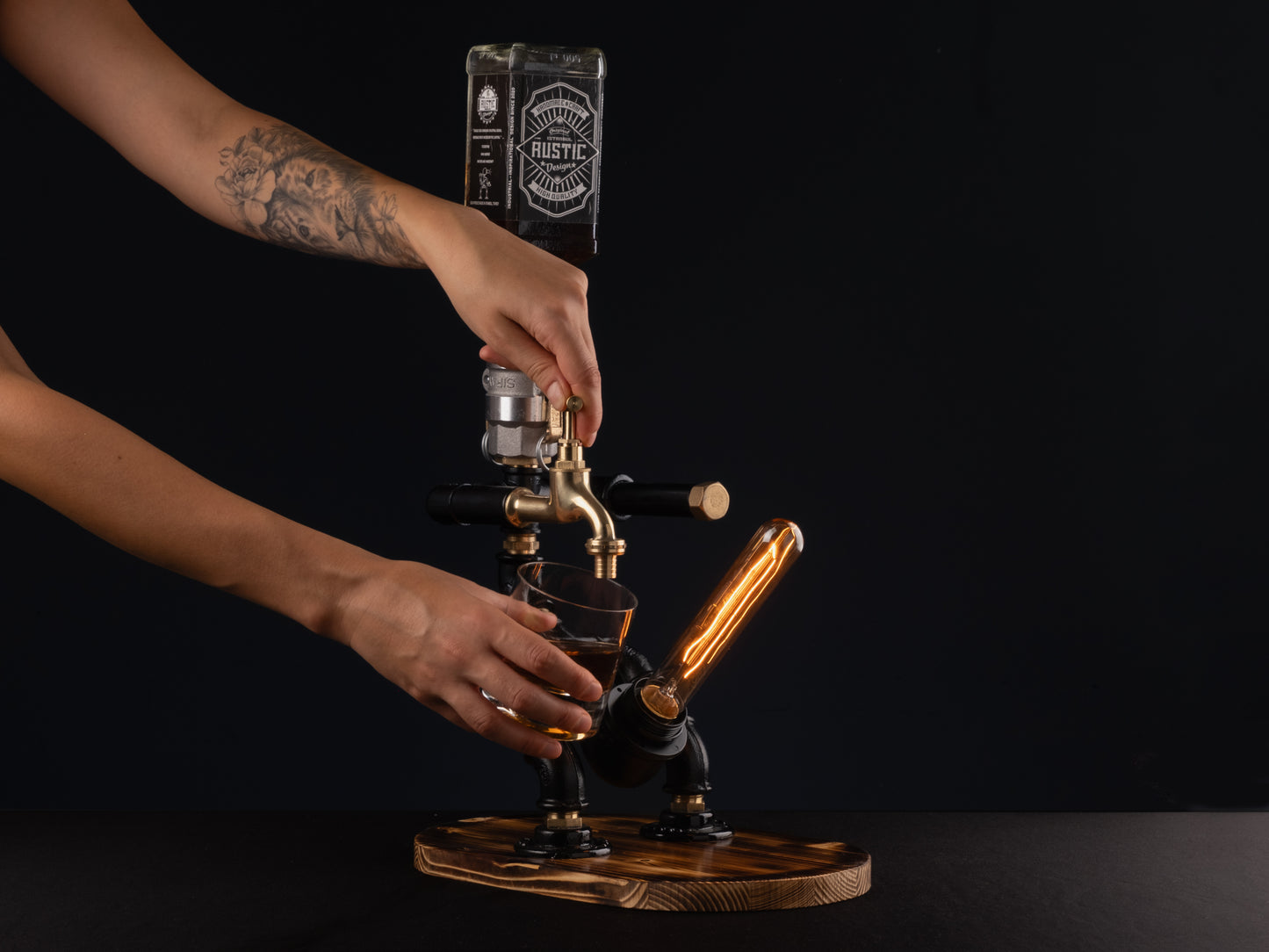 wooden liquor dispensers: "Unique wooden liquor dispensers with a rustic look, ideal for a Father's Day gift."