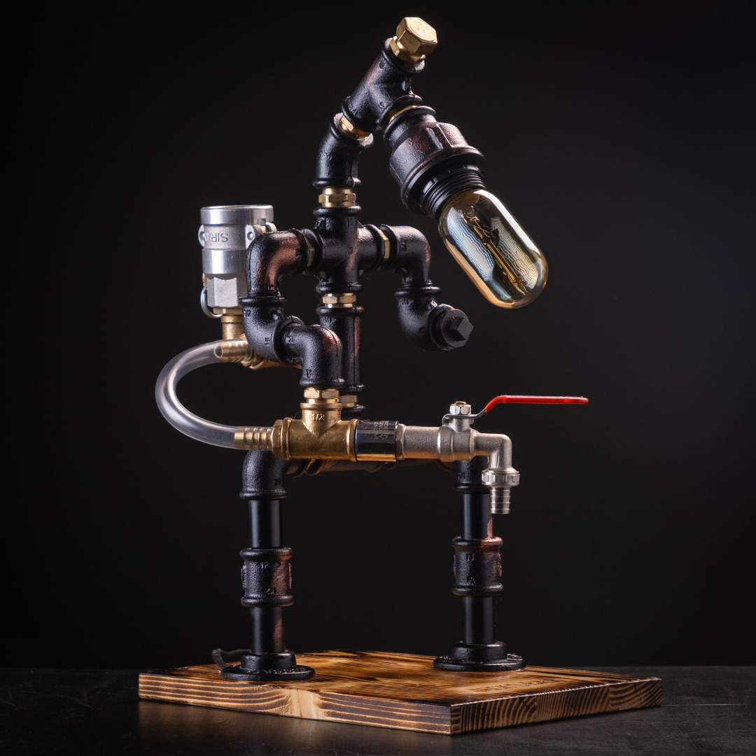 rustic bar taps: "Rustic bar taps perfect for a home bar setup."
