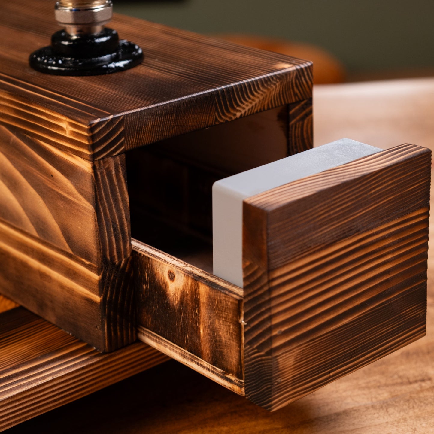 Dual-Tap Locked Liquor Dispenser with Hidden Drawer – Handmade Rustic Bar Unit (Card-Lock)
