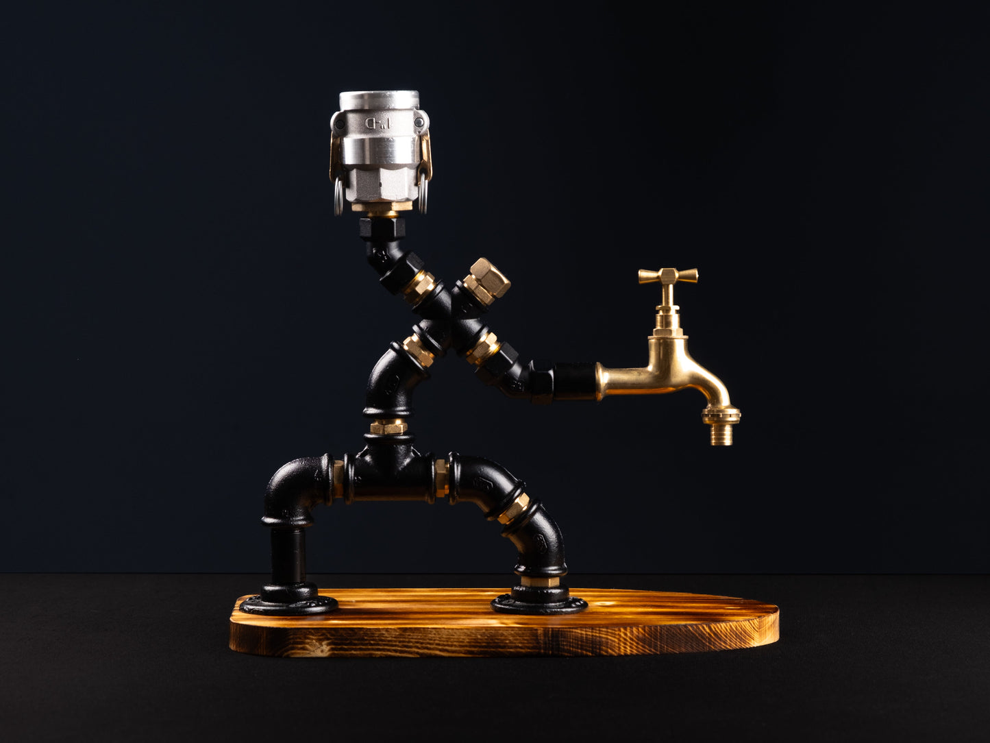 rustic bar taps: "Rustic bar taps perfect for a home bar setup."