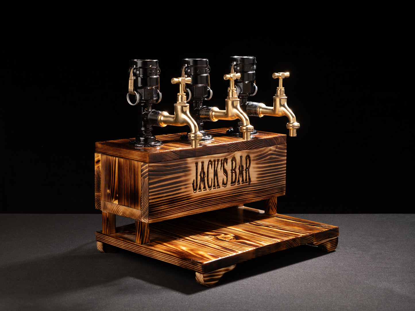 rustic draft beer taps: "Rustic draft beer taps for a perfect pour."