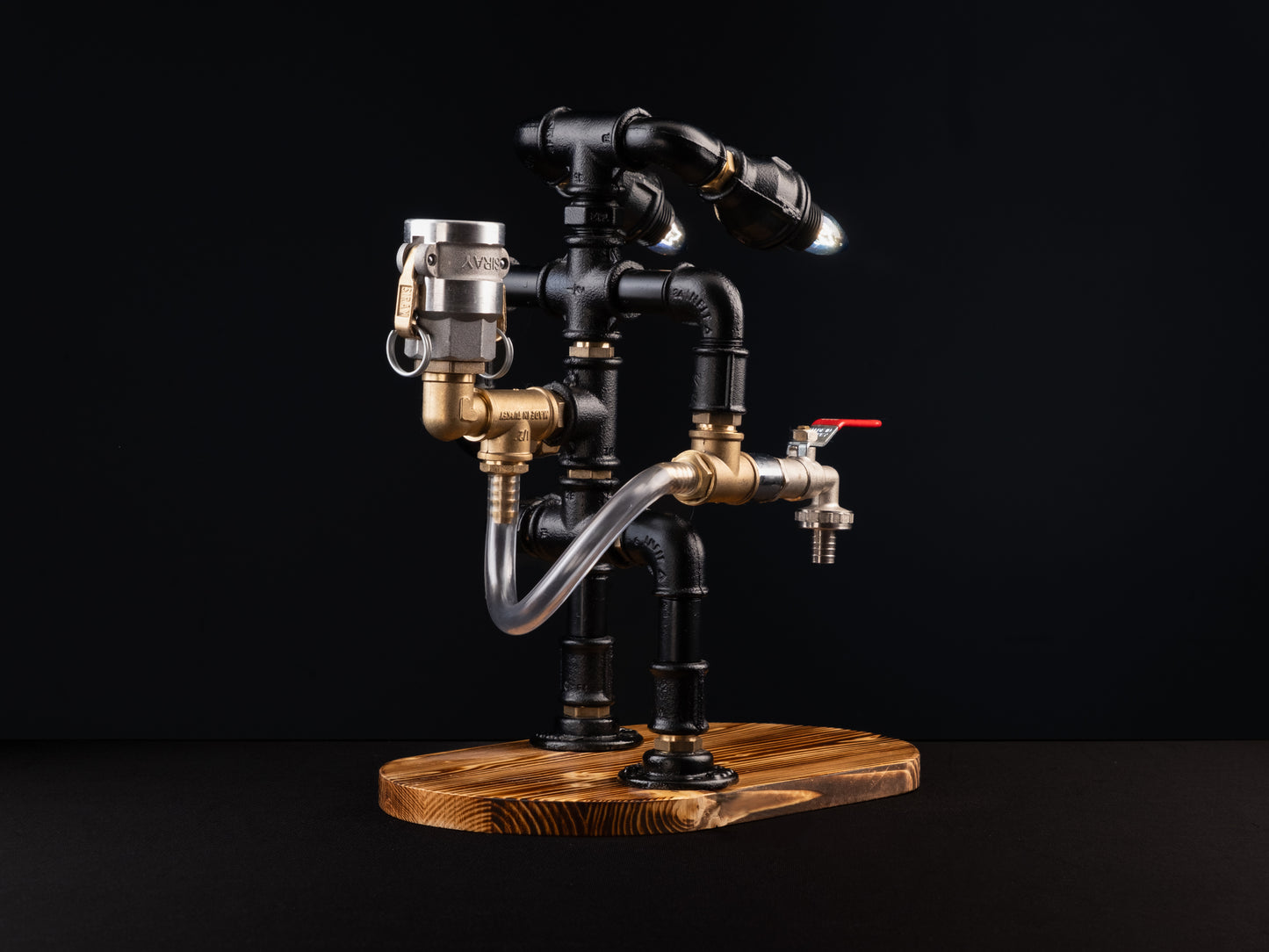 rustic bar taps: "Rustic bar taps perfect for a home bar setup."