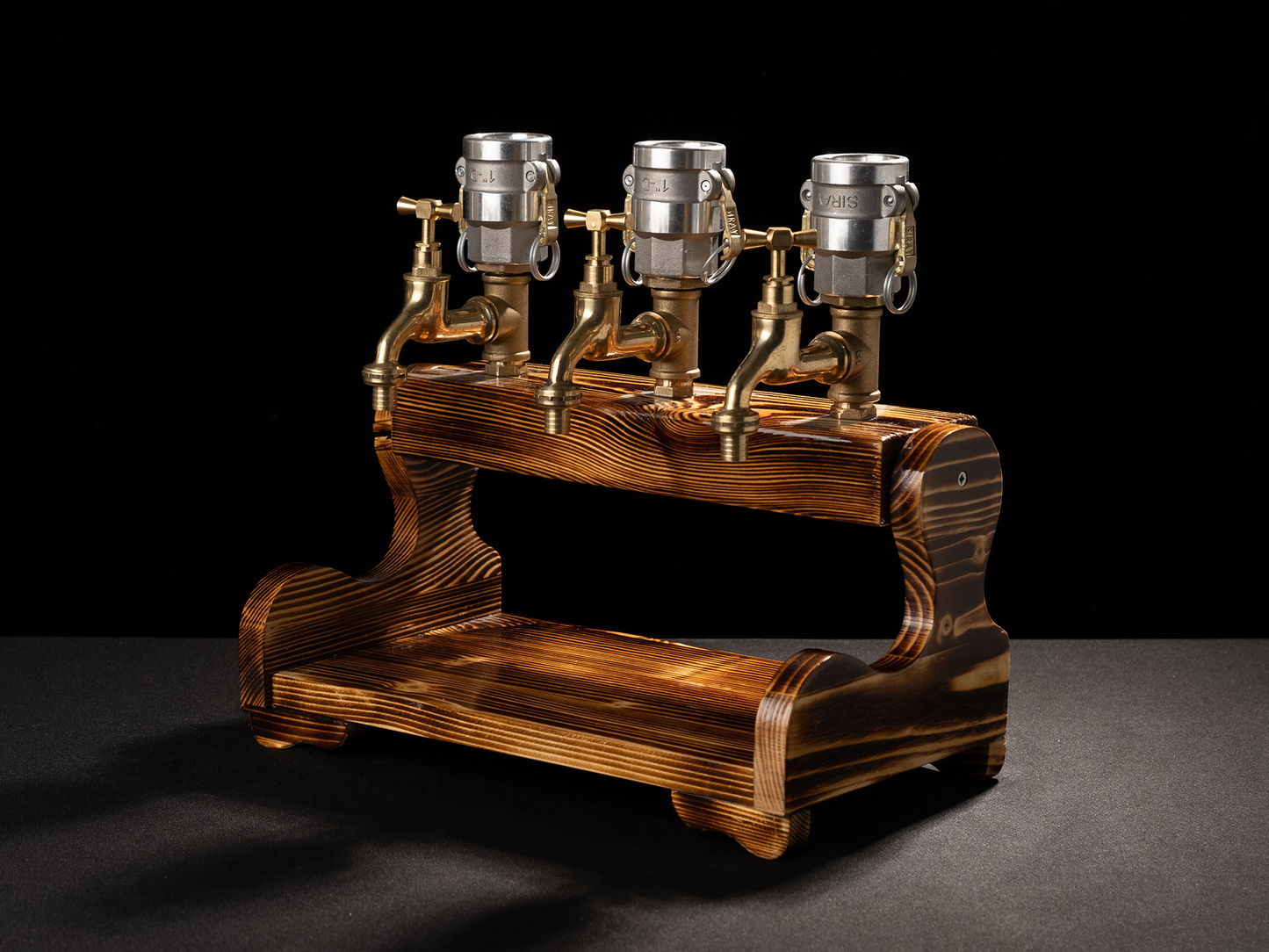 wooden liquor dispensers: "Unique wooden liquor dispensers with a rustic look."