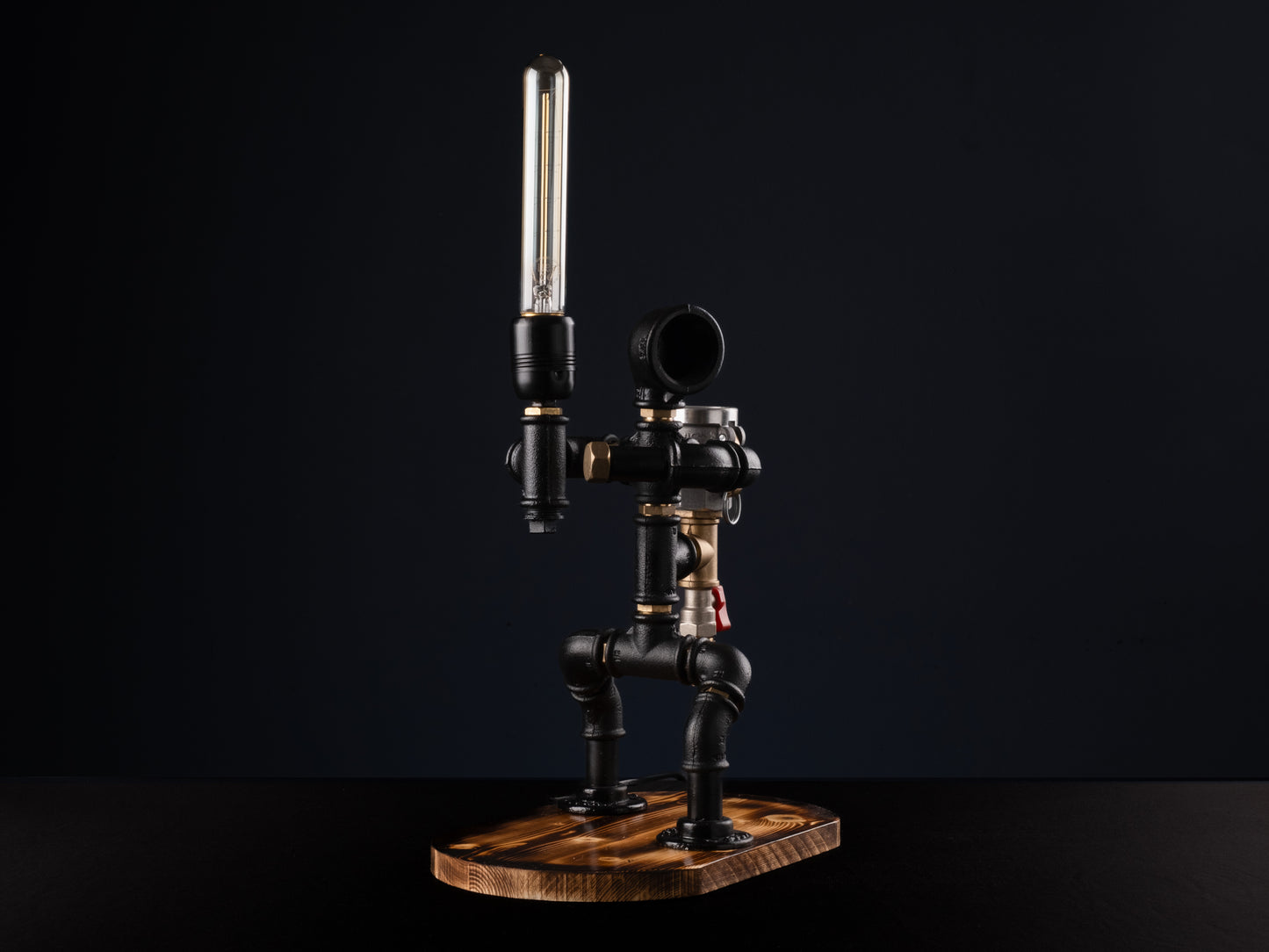 wooden beer taps: "Wooden beer taps for a rustic bar experience."