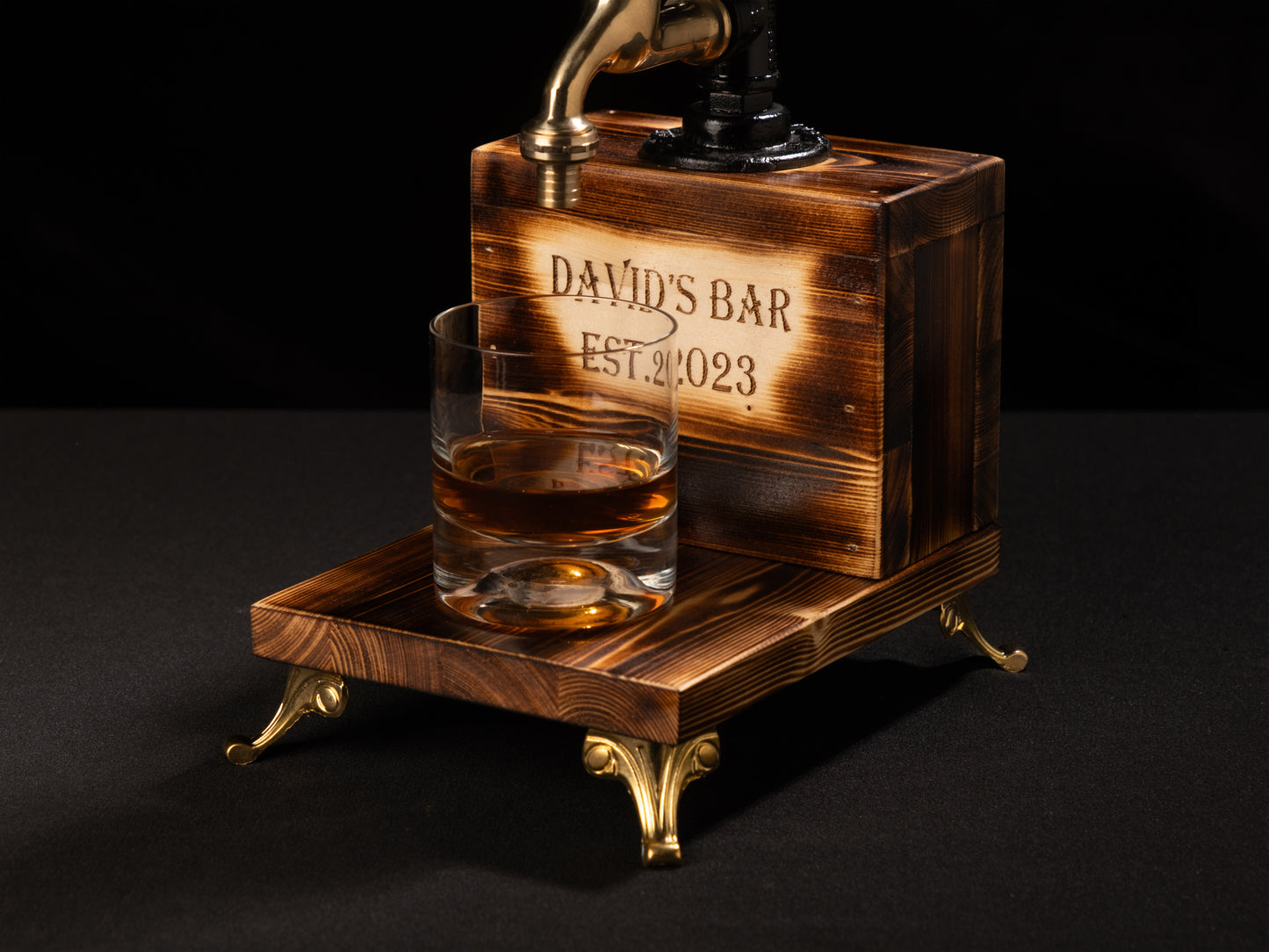 wooden liquor dispensers: "Unique wooden liquor dispensers with a rustic look."