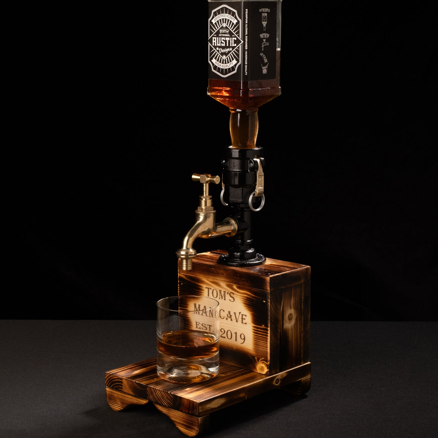 rustic bar taps: "Rustic bar taps perfect for a home bar setup."