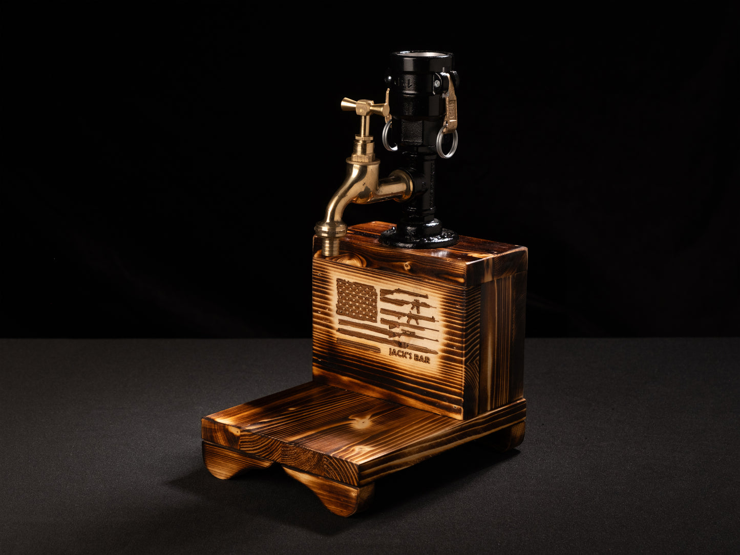 rustic bar taps: "Rustic bar taps perfect for a home bar setup."