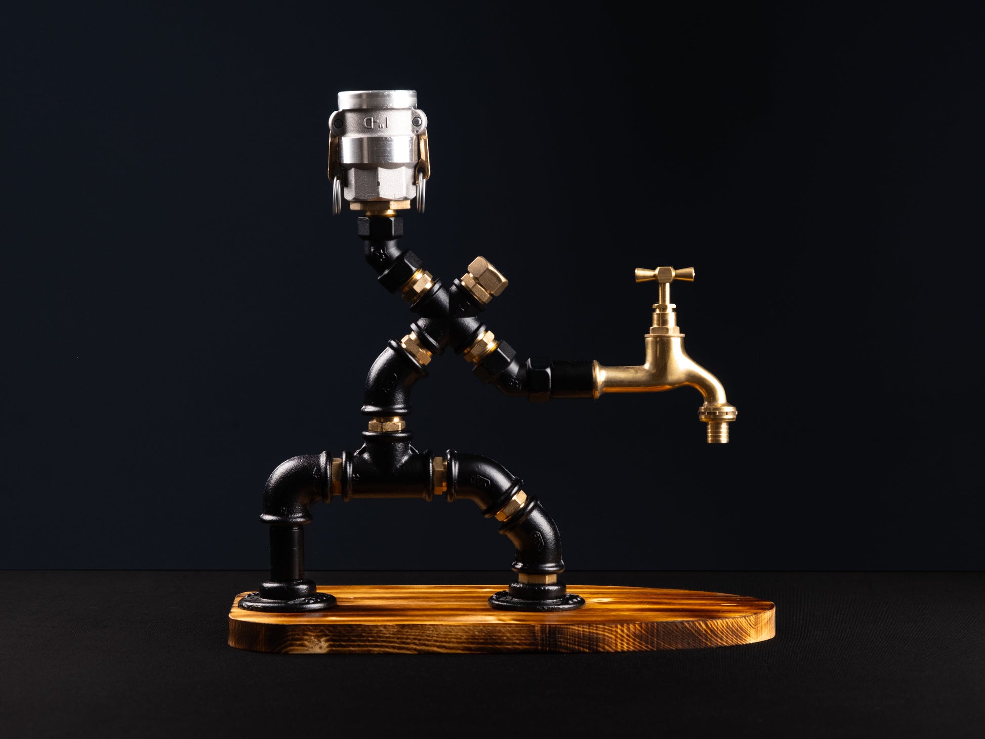 rustic bar taps: "Rustic bar taps perfect for a home bar setup."