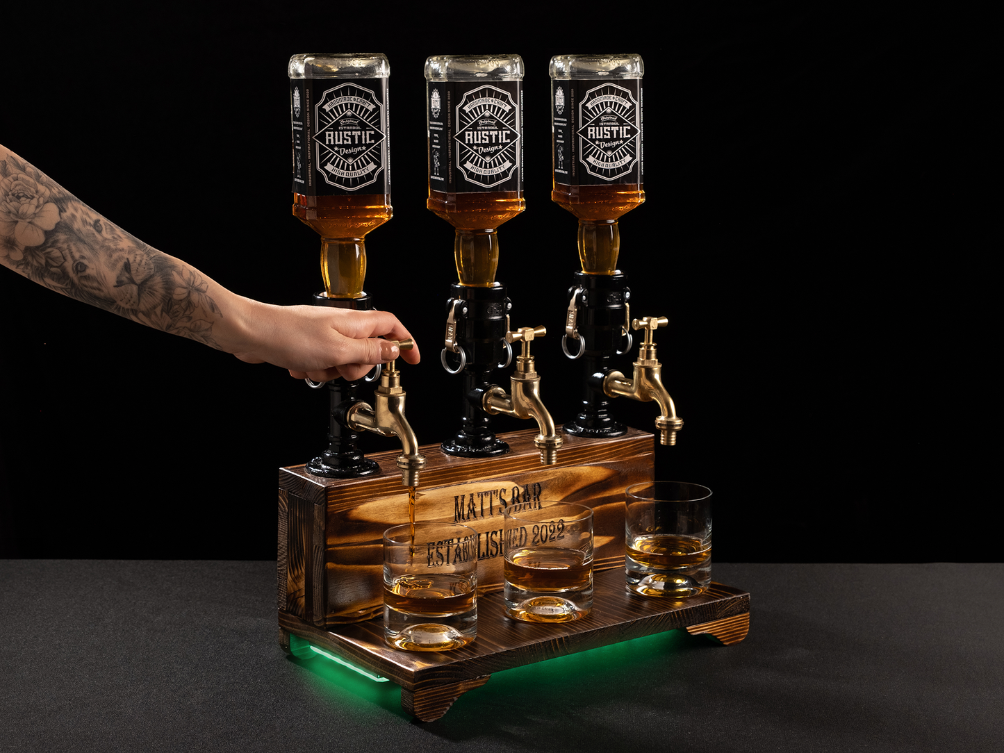 wooden liquor dispensers: "Unique wooden liquor dispensers with a rustic look."