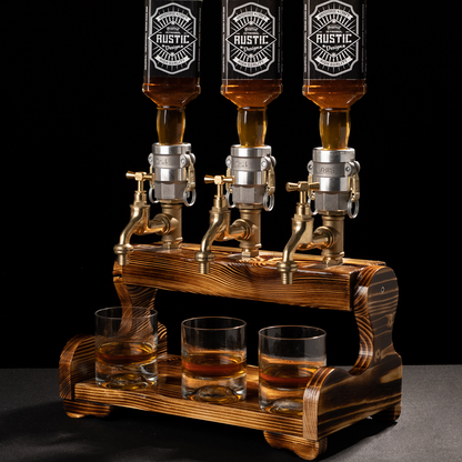 rustic bar taps: "Rustic bar taps perfect for a home bar setup."