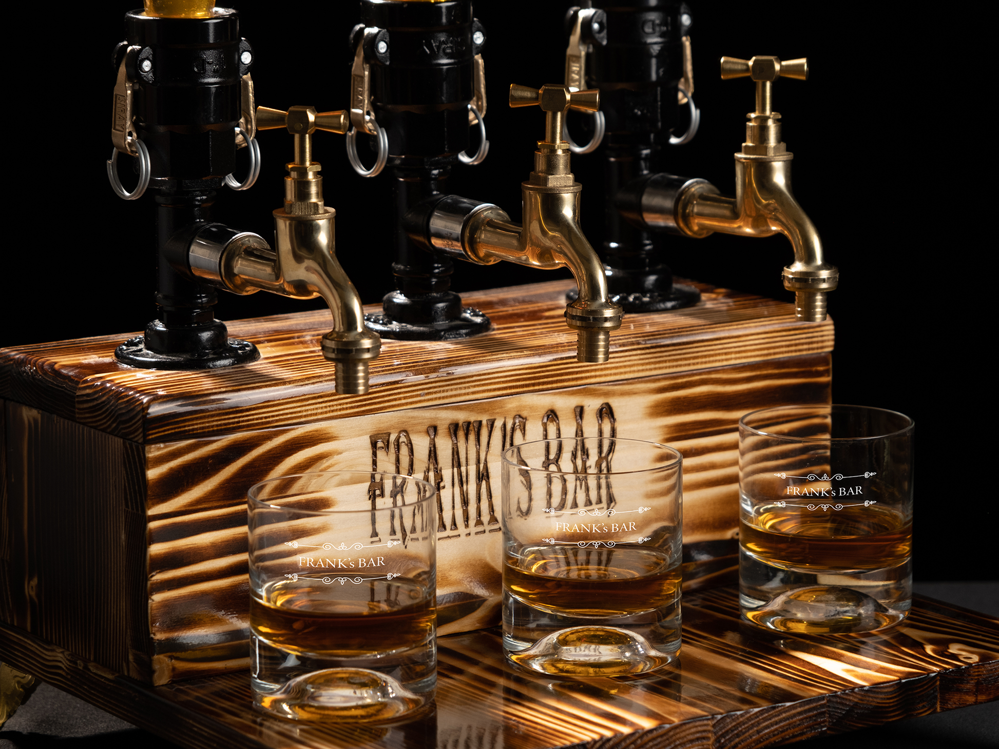 rustic liquor dispensers: "Rustic liquor dispensers for stylish serving."