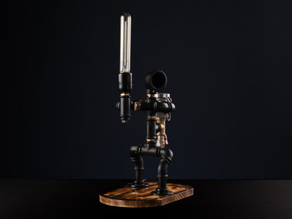 wooden beer taps: "Wooden beer taps for a rustic bar experience."