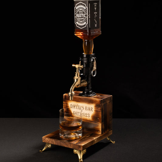 rustic bar taps: "Rustic bar taps perfect for a home bar setup."