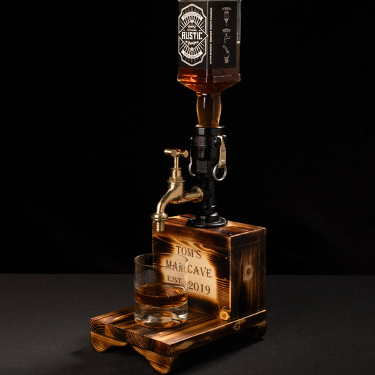 rustic bar taps: "Rustic bar taps perfect for a home bar setup."